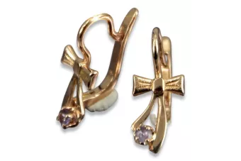 Vintage auskariai iš 14k 585 rožinio aukso vec102 aleksandritas rubinas emeraldas safiras ...