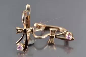 Russische Sowjetische Rose Pink 14k 585 Gold Ohrringe vec102 Alexandrit Rubin Smaragd Saphir ...