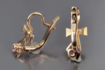 Vintage auskariai iš 14k 585 rožinio aukso vec102 aleksandritas rubinas emeraldas safiras ...