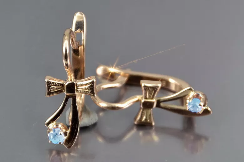 Russische Sowjetische Rose Pink 14k 585 Gold Ohrringe vec102 Alexandrit Rubin Smaragd Saphir ...