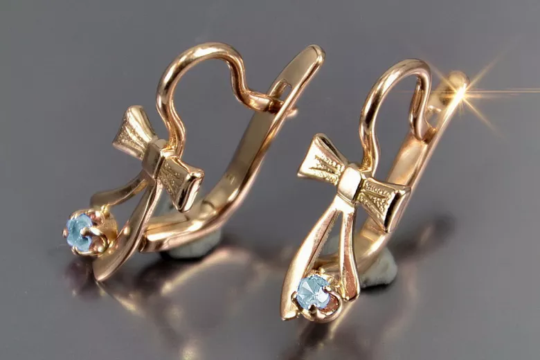 Russische Sowjetische Rose Pink 14k 585 Gold Ohrringe vec102 Alexandrit Rubin Smaragd Saphir ...