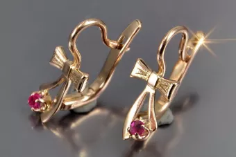 Vintage rose pink 14k 585 gold earrings vec102 alexandrite ruby emerald sapphire ...