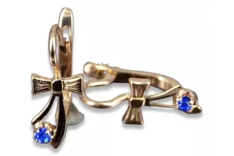 Vintage kolczyki z 14k 585 różowego złota vec102 aleksandryt rubin szmaragd szafir ...