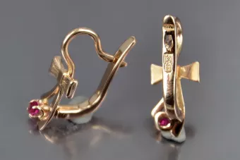 Vintage rose pink 14k 585 gold earrings vec102 alexandrite ruby emerald sapphire ...