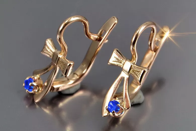 Russische Sowjetische Rose Pink 14k 585 Gold Ohrringe vec102 Alexandrit Rubin Smaragd Saphir ...