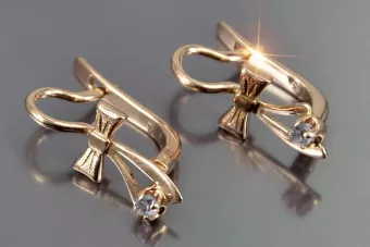 Vintage rose pink 14k 585 gold earrings vec102 alexandrite ruby emerald sapphire ...