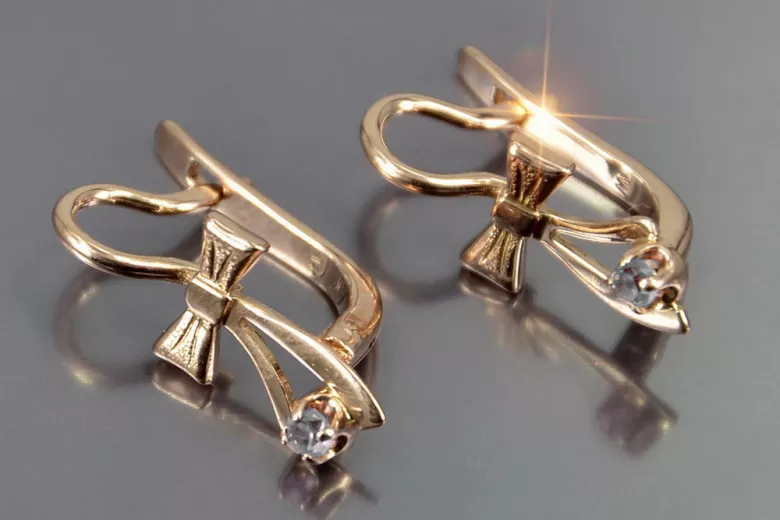 Russische Sowjetische Rose Pink 14k 585 Gold Ohrringe vec102 Alexandrit Rubin Smaragd Saphir ...