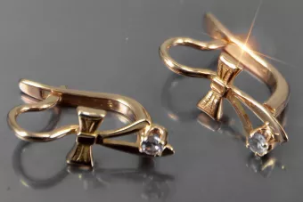 Vintage rose pink 14k 585 gold earrings vec102 alexandrite ruby emerald sapphire ...
