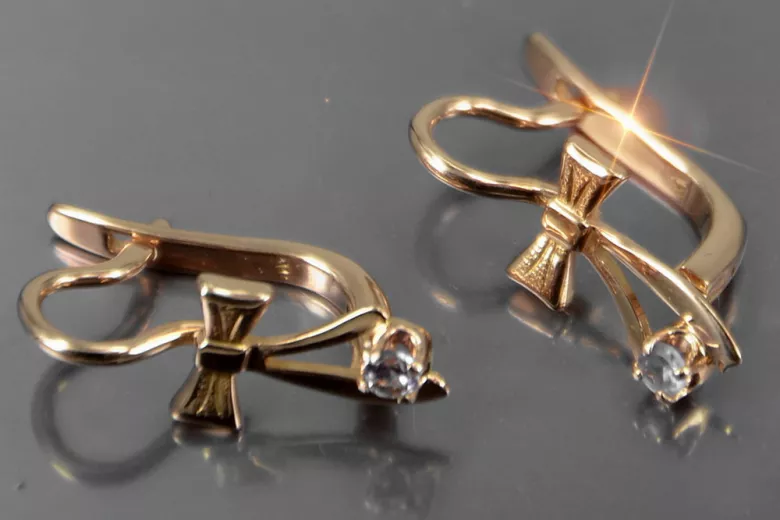 Vintage auskariai iš 14k 585 rožinio aukso vec102 aleksandritas rubinas emeraldas safiras ...