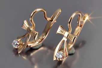 Vintage rose pink 14k 585 gold earrings vec102 alexandrite ruby emerald sapphire ...