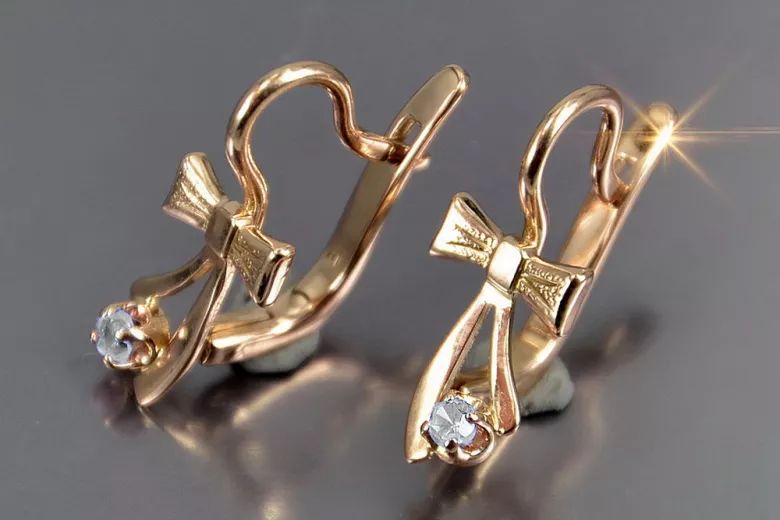 Руски съветски розово розово 14k 585 златни обеци vec102 александрит рубин изумрудено сапфир ...