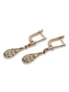 Vintage rose pink 14k 585 gold  Vintage leaf earrings ven239