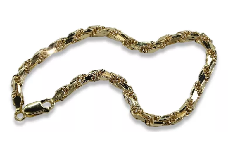Galben 14k aur Corda Rope diamant tăiat brățară cb038y