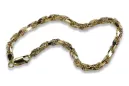 Galben 14k aur Corda Rope diamant tăiat brățară cb038y