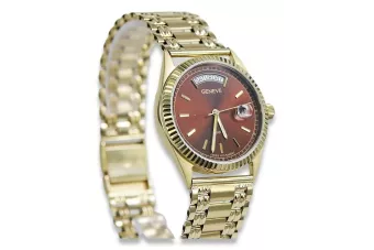 Aukso laikrodis su vyriškojo apyranko 14k Geneve mw013ydbr&mbw006y