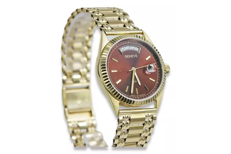 Italian yellow 14k gold man's watch bracelet mbw006y