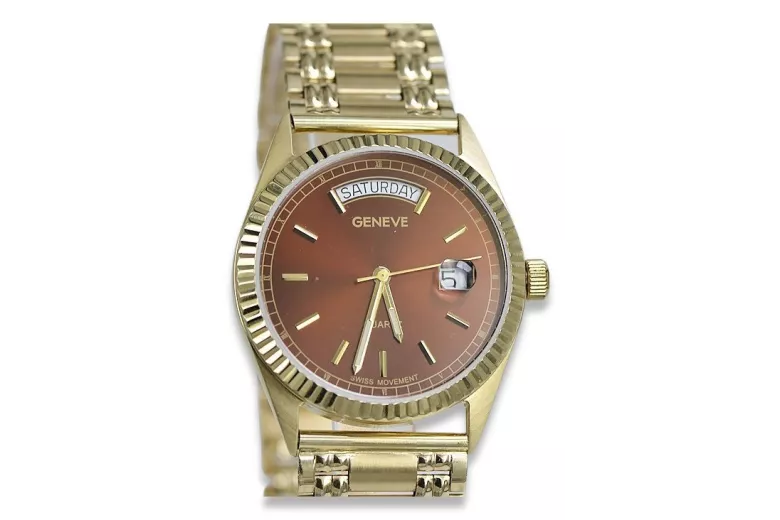 Reloj para hombres de oro Geneve ★ https://zlotychlopak.pl/es/ ★ Pureza de oro 585 333 Precio bajo!