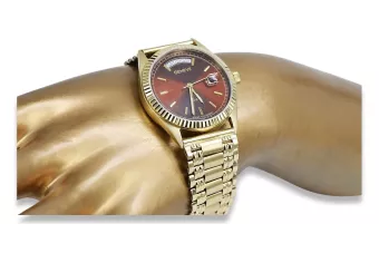 Gold men's watch Geneve ★ zlotychlopak.pl ★ Gold purity 585 333 Low Price!