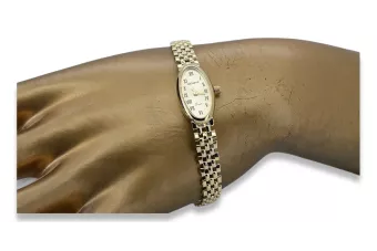 Krásne 14k Zlaté dámske hodinky Geneve LW095Y