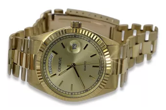 Χρυσό ρολόι με ανδρικό βραχιόλι 14k Geneve mw013ydy&mbw016y