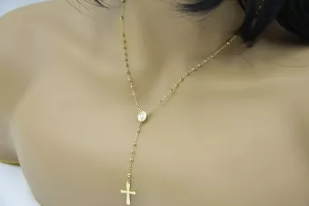 Italienische 14 Karat Gelbgold Rosenkranzkette rcc003y