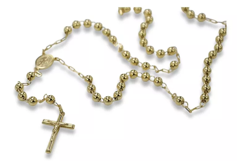 Italian 14k yellow white gold rosary chain rcc011y