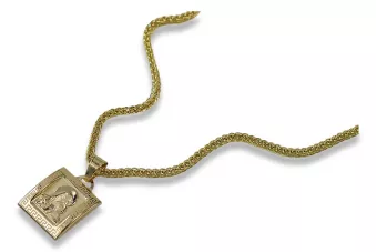Pandantiv medalion de aur Mary icon cu lanț ★ zlotychlopak.pl ★ aur 585 333 preț scăzut
