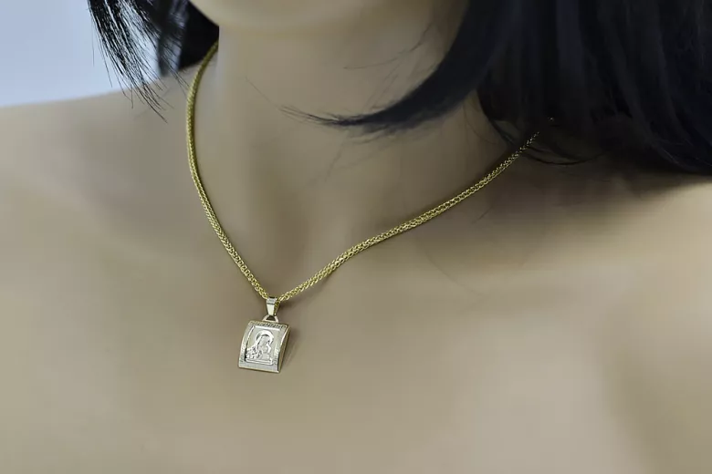 Златна Мери медальон икона висулка с верижка ★ zlotychlopak.pl ★ злато 585 333 ниска цена