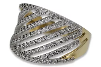 Inel de damă din aur 585 cu zirconiu, galben de 14k, crc001y
