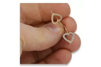 Rose rose russe soviétique 14k 585 or URSS Boucles d’oreilles coeur vintage ven169