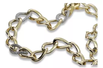 Amarillo blanco italiano 14k 585 oro Fantazy Lady collar de cadena cfc007yw