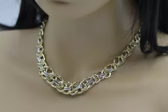 Gelb-weiße Halskette aus 14 Karat Gold, Kette cfc009yw