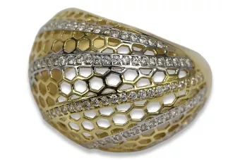 Inel de damă din aur 585 cu zirconiu, galben de 14k, crc007y