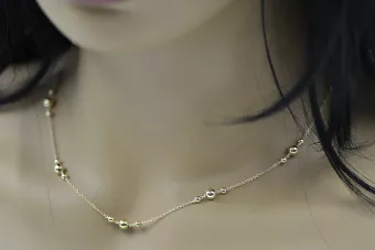 Žalia rožinė aukso grandinė ★ russiangold.com ★ Aukso 585 333 Maža kaina