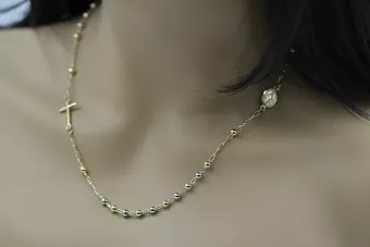 Lanț rozariu din aur galben roz ★ russiangold.com ★ Aur 585 333 Preț mic