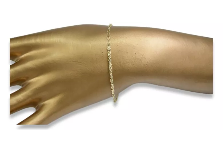 Итальянский желтый 14-к/14-го золота Новый браслет с бриллиантовой огранкой rope cfb016y