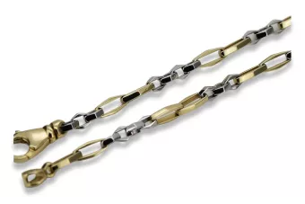 Твърди 14k злато 585 двуцветни котва твърда верига cc085yw