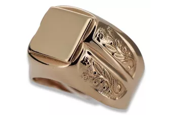 Руска роза Съветски 14k 585 злато Мъжки пръстен за печат vsn060