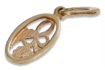 Руска роза розова съветска 14k 585 злато СССР реколта листа висулка vpn038