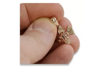 Vintage rose pink 14k 585 gold  Vintage fish pendant vpn021