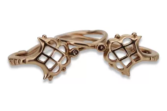 Російська троянда рожева радянська 14к 585 золото СРСР Старовинні сережки-листи ven114