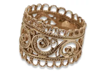 Russischer sowjetischer rosafarbener 14k 585 Gold Vintage Ring vrn003