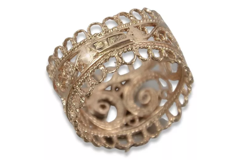 Ruso soviético rosa rosa 14k 585 oro anillo vintage vrn003