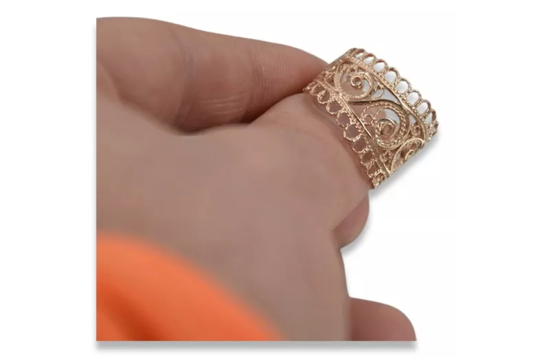Radziecki 14k 585 złoty Rosyjski pierścionek z różowego złota vrn003