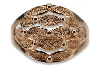 Руски съветски розово розово 14k 585 злато реколта пръстен vrn045