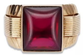 Vintage rose pink 14k 585 gold Men's ruby signet ring vsc012