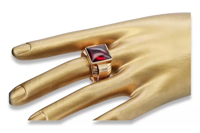 Rusă a crescut sovietic 14k 585 aur men's rubin signet inel vsc012