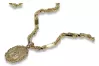Yellow gold Mother of God medallion & chain Corda Figaro