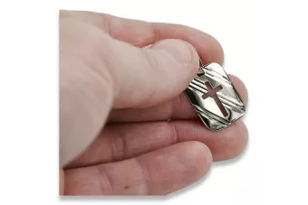 Бял златен медальон 14k 585 икона Cross pm009w