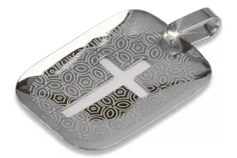 Бял златен медальон 14k 585 икона Cross pm009w